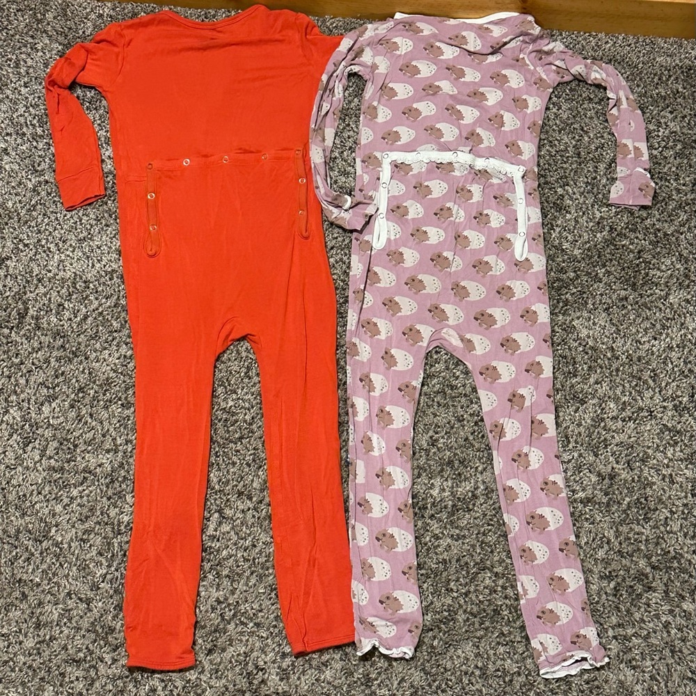 Kickee Pants Red and Pink Footies One Piece